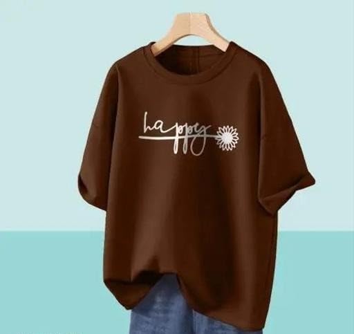 Image of Stylish and Comfortable Oversized Cotton Blend T-Shirt for Women & Girls - Short Sleeves | Loose Fit
