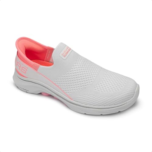 Skechers Damen Go Walk 7 MiaGO Walk 7 MIA, Weißes Textil, neonrosa Besatz, 35 EU – Ansicht 2
