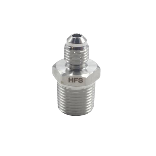 Image of HFS(R) 3 /8 inch NPT Male to 1 /4 inch SAE Male Flare Tubing Adapter Hose Connector Pipe Fittings 304 Stainless Steel (3 /8 inch MNPT x 1 /4 inch MSAE)
