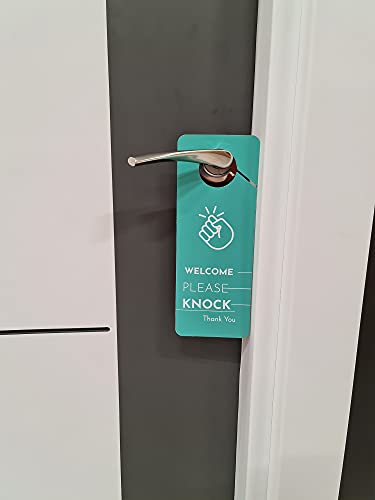 Business Design Do Not Disturb Sign And Welcome Please Knock Door Hanger Sign, 2 Pack, Double Sided, Ideal For Offices, Online Sessions And Meetings, Online Classes, Home Offices, Counseling #TOP3