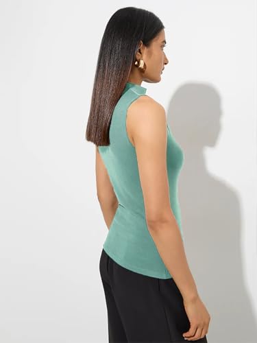 Image of KOTTY Women's Sleeveless High Neck Ribbed Tank Top Combo Pack of 2 Stylish Casual & Office Wear Tops
