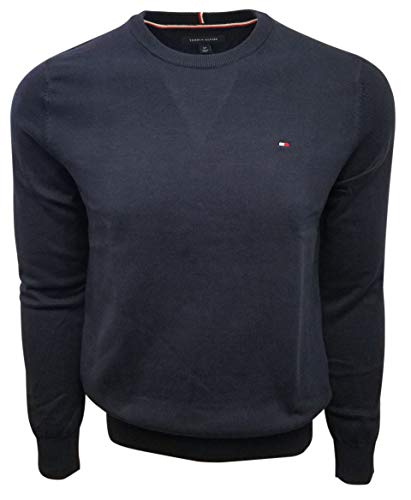 Tommy Hilfiger Men's Crew-Neck Sweater (Large, Navy)