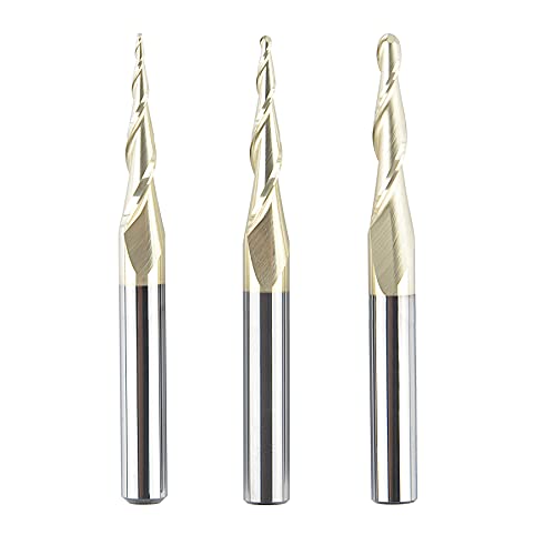 Spetool R1/64 R1/32 R/16-D1/4 3Pcs Carbide Ball Nose Router Bit Cnc End Mill 1/16 1/32 1/64 Cutting Radius thumb #2