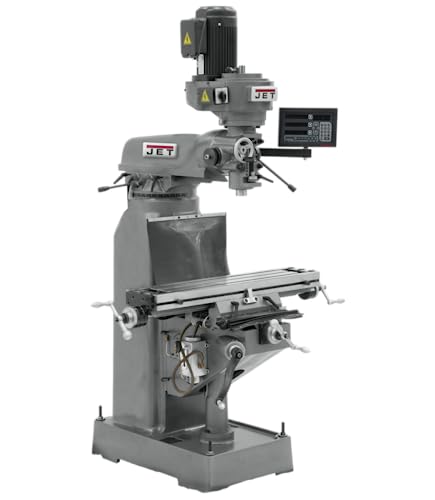 JET Step Pulley Milling Machine, Newall NMS800 DRO, X-Axis Powerfeed, 230V 3Ph (Model JVM-836-3)