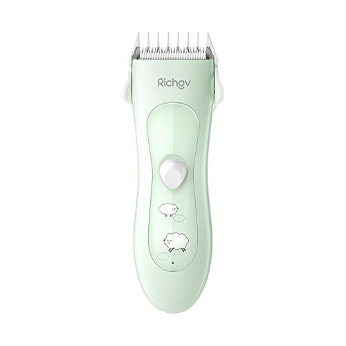 Baby Hair Clippers,Richgv Kids Electric Cordless Hair Trimmer Set with Safe Ceramic Blade,3 Guide Combs,Waterproof Rechargeable Haircut Kits for Infants Toddler Men(Green)
