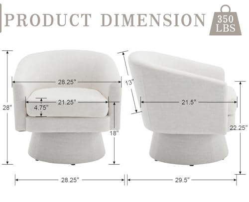 Sillón redondo cómodo beige de tela miniatura 2