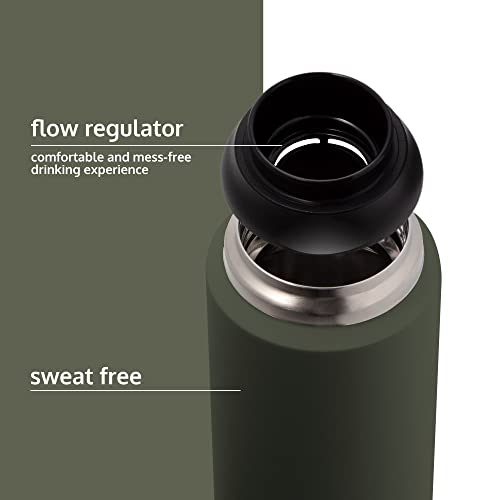 Qbottle Insulated Water Bottles With Carabiner Lid – Stainless Steel Water Bottle – Leak Proof Metal Water Bottle – No Sweat – Wide Mouth – Forest Green, 27 Oz #TOP2