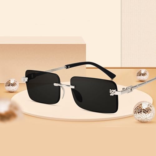 Image of IFLASH UV Protected Retro Rectangular Rimless Sunglasses for Men and Women