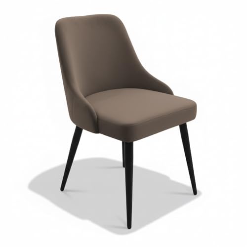 Image of Finch Fox Taskpro Modern Unique Velvet Upholstered Seating Living Room Dining Chair with Black Metal Legs in Dark Brown Color (Set of 4)