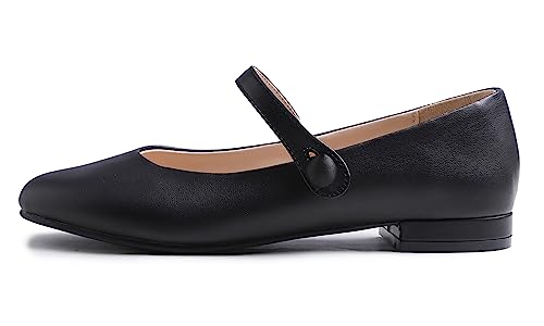 FEVERSOLE Women's Mary Jane Fashion Round Toe Low Heel Slip On Flats3