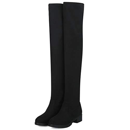 AIMODOR Womens Over The Knee Stretch Flat Thigh High Boots2