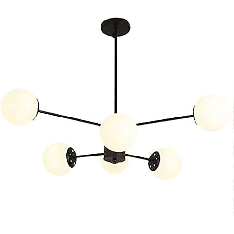 Lámpara De Araña OeltWsoif Bola Nórdica Soplada A Mano Con Sombra De Vidrio Negro Mate Cover