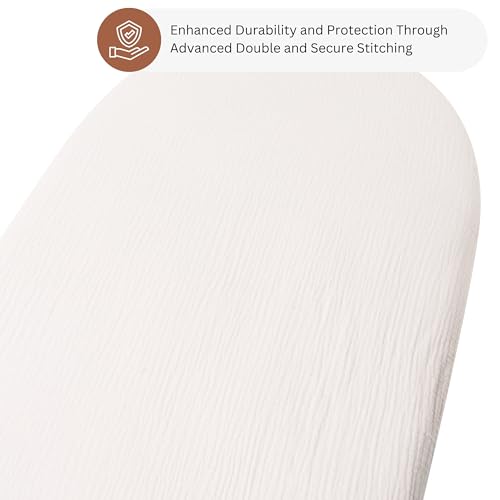 Image of Muslin Bassinet Sheets for Maxi COSI Iora, Delta Children, Graco, Munchkin Brica, 4moms MamaRoo, Chicco LullaGlide by TansyPanda, 3PC, 18x30 in, Ultra Soft, Breathable, Snug Fit, Unisex, Pink Rainbow