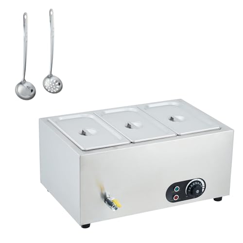 Commercial Food Warmer Buffet Server with Adjustable Temperature Control, 3-Pan Countertop Hot Holding Cabinet for Restaurant Catering and Cafeteria 3