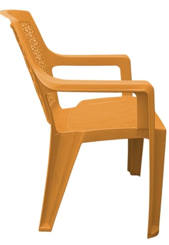 Image of SkyGlamour Cello Sonet Plastic Arm Chair Garden, Home, Living Room, Indoor and Outdoor(Colour: Amber Gold; Set of 2)