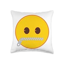 Official Emoji Zip Zipper Mouth Yellow Smile Face Throw Pillow