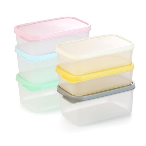 Image of Plastic Storage Food Containers with Lid Set of 6 (3x350ml & 3x250ml) Multicolor,BPA Free Food Grade Plastic Container,Microwave & Dishwasher Safe,Airtight Leak Proof,Lunch box for office