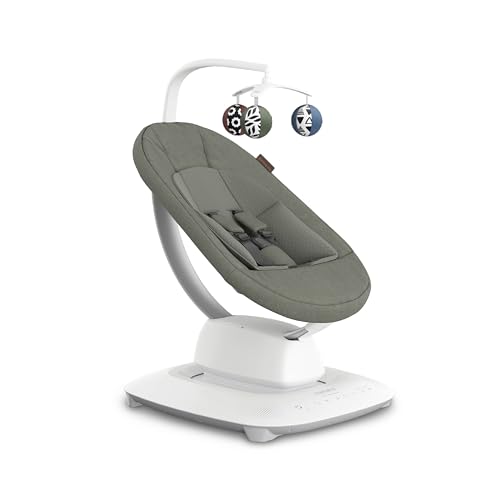 UPPAbaby Mamaroo Smart Swing – 5 motions + 5 speeds + 4 sounds with MotionSync Technology – Infant Recline + Bluetooth Enabled – Included Newborn Insert – Camila (Dark Green Mélange)