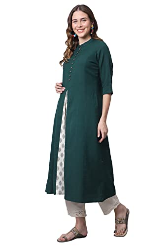Image of Pistaa's Women's Cotton Regular Fit Casual Kurta