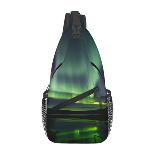 Bolso cruzado sling Dark Northern Lights para viajes y senderismo