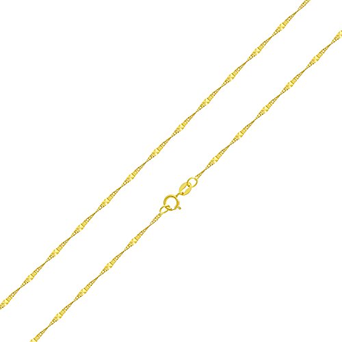 14k Yellow Gold 1.8 mm Stamped Singapore Chain Necklace, 12