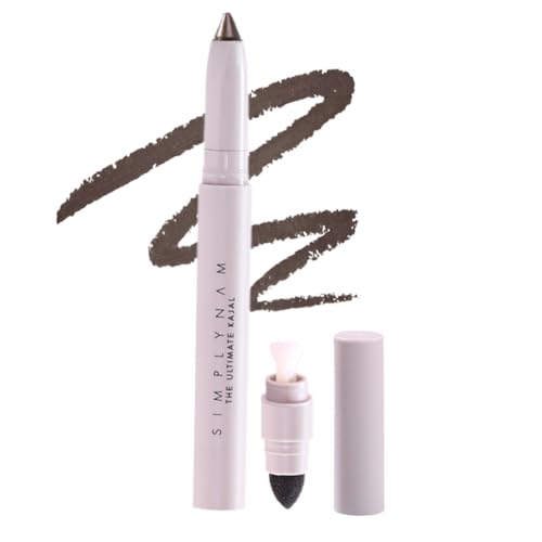 Image of SIMPLYNAM Ultimate Kajal | 1 Stroke Intense Color Payoff | Water Resistant | Long-Lasting & Smudge-Proof | Safe for Sensitive Eyes | 7X More Product | In-Built Sharpener & Smudger | Intense Brown