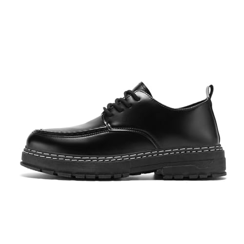 Men's Retro Platform Dress Shoes Leather Lace Up Business Oxfords Casual Derby Men Shoes3