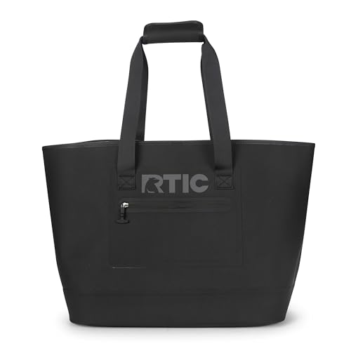 RTIC Ultra-Tough Tote Bag, Waterproof for Beach, Pool, Towel, Grocery, Shopping, Camping, Picnic, Travel, Boat, Heavy-Duty, Puncture Resistant, Large, Black