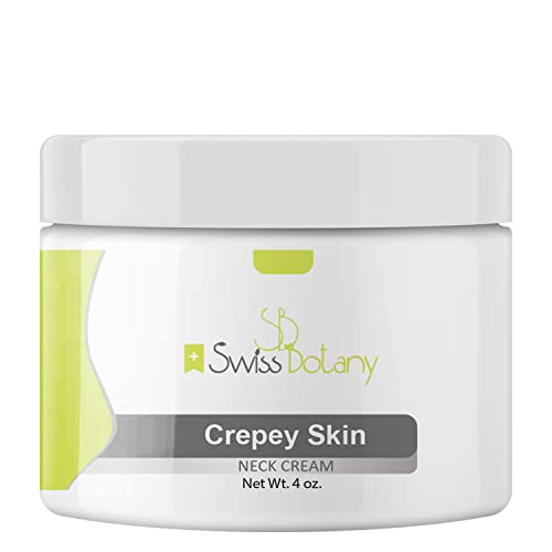 Swiss Botany Crepey Skin Eraser Neck Cream Tightens Sagging Skin and Restores Moisture, Nutrients, Youthful Complexion, Vegan, Cruelty Free, for Men and Women, 4 ounces