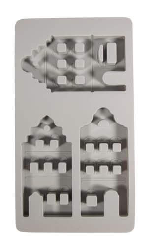 Rayher Silikon Gießform Nordic Häuser, 3 Einzelmotive, Formgröße 14,5 x 26 x 1,7 cm, Deko skandinavischer Stil, Ausgießen mit Kreativ-Beton, Schmuck-Beton, Raysin-Gießpulver, Wachs, 36190000
