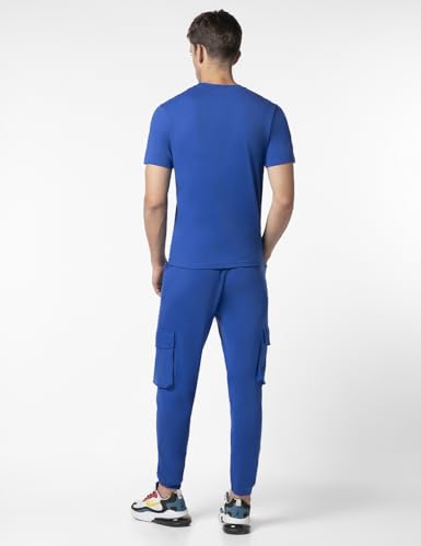 Image of FYLTR Men's Crewneck Terry Cotton Blend Co-ord Set | Half Sleeve T-shirt| Jogger with Side & Cargo Pockets | Tracksuit | Winter Co-ord set for Men