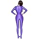 LEOHEX Satin Spandex Catsuit Glänzender Ganzkörper Damenkostüm Ohne Kapuze Ganzanzug Zentai Overalls Stretch Bodystocking(L,Violett)