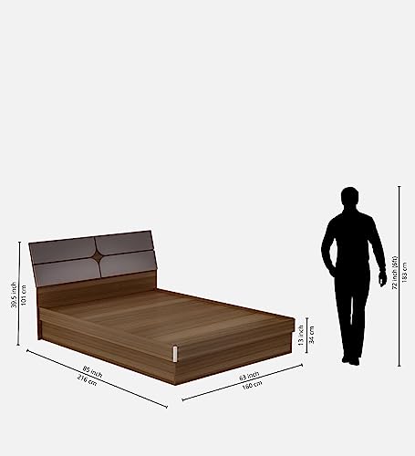 Image of COUCH CULTURE Kruger Queen Size Hydraulic Storage Bed | Engineered Wood - Leon Teak Finish | Ultra-Lightweight Structure | Cozy Cot for Bedroom | Dual Tone Premium Design Bed |1 Year Warranty