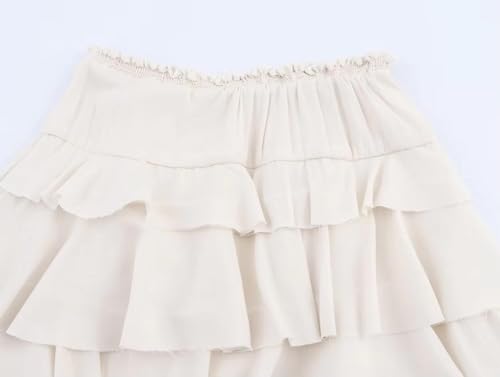 Women's European American Style A Line Mid Waist Tiered Layered Midi Skirt3