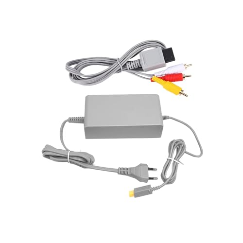 WICAREYO Adaptateur d'alimentation UE avec Câble Composite Vidéo 1.8M AV RCA Compatible pour Wii U Console