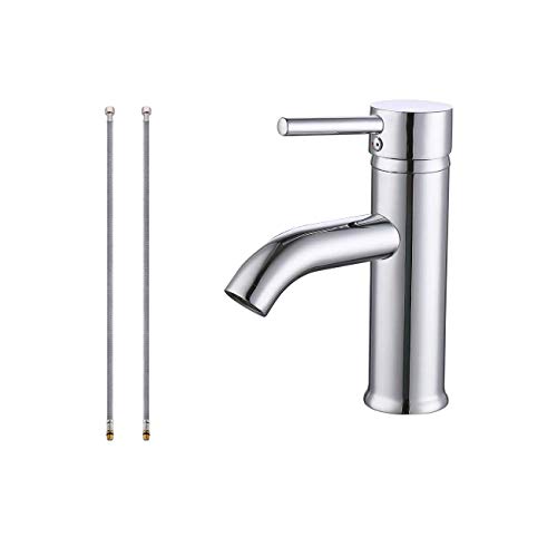 KES cUPC NSF Certified Brass Modern Bathroom Sink Faucet Single Handle Wash Basin Faucet Lavatory Tap Lead-Free Brass, Titanium Gold, L3100ALF-PG