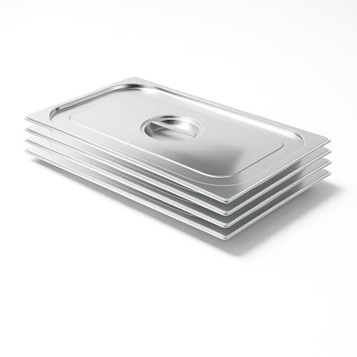 Arredo Chef – Lot de 4 Couvercles Gastronorme GN 1/1 en Inox 201 – Accessoires Professionnels pour Bacs Gastro, Cuisine, Restauration et Hôtel