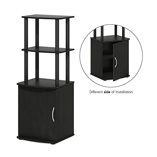 Image of Furinno Turn-N-Tube Tall TV Entertainment Side Table Display Rack with Storage Cabinet, 2-Tier, Blackwood /Black | Storage Shelves, Book Shelf, Bookcase with Door, for Organization, Living Room, Home Office