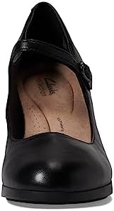 Clarks Women's Bayla Nora Pump, Black Leather, 9 Wide | Image 2