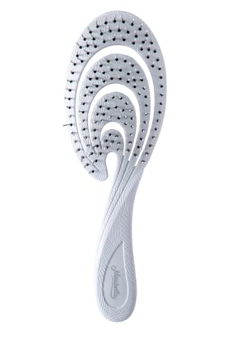 Ninabella Organic Detangling Hair Brush For Women, Men & Children - Does Not Pull On Hair - Hair Straightening Brushes For Straight, Curly & Wet Hair - Unique Wave Hairbrush Grey #TOP1
