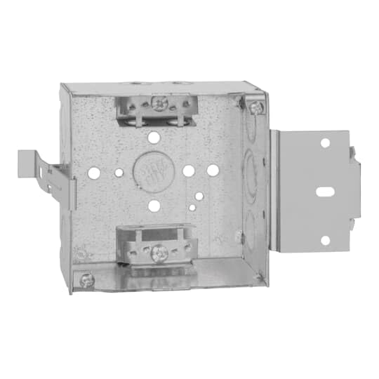 52171-MSX Pre-Galvanized Steel Square Box with C-3 Armored Cable Clamps, 4-Inch Box 2-1/8-Inch Deep 30.30-Cubic Inch