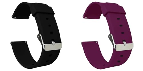 Image of ACM Pack of 2 Watch Strap Silicone Belt 22mm compatible with Beatxp Unbound Neo Smartwatch Casual Classic Band (Black /Purple)