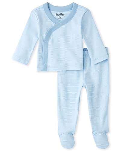 Image of The Children's Place unisex-baby Newborn Take Me Home Set, 100% Cotton, Long Sleeve, Side Snap Kimono Top and Pants 2-pack