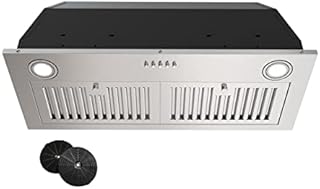 Range hood insert 30 inch,Vent Hood Insert, Range Hood with 3 Speed Exhaust Fan and LED Light, MAX 600 CFM, in Stainless Steel,Built-in/Insert Range Hood,Carbon Filters included