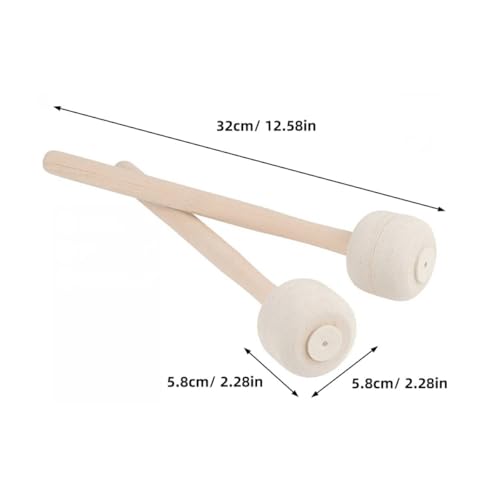ERINGOGO Beginner to Pro: 2 baquetas de madera con cabeza de fieltro para tambores de marcha y práctica de banda miniatura 2