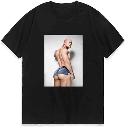 Dwayne Johnson Rock Hard Bottom Print Men's T-Shirt Black Tee Size L