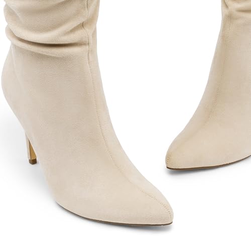 DREAM PAIRS Knee High Boots for Women, Pointed Toe Stiletto High Heel Slouchy Suede with Side Zipper Tall Boots4