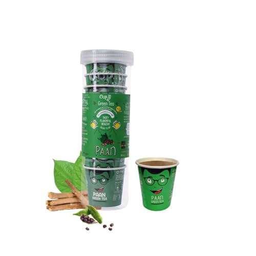 Cup-Ji Paan Green Tea | Instant Whole Leaf Tea with Fennel & Rose | Non-Bitter, Zero-Calorie Mouth Freshener| 10 Cups of 210ml Each
