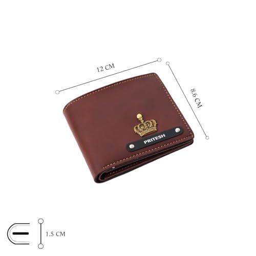 Image of Men Leather Personalized Wallet I Customized Slim Stylish Purse with Name & Charm I Unique Birthday Anniversary Gift Love Husband Employees Clients (Brown)
