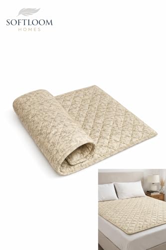 Image of PU Ultra Soft Foam Folding Mattress for Travel | Portable /Foldable Floor Mattress for Sleeping | 240 GSM Knitted Fabric| Indoor Quilted Roll-Up Yoga Mat for Home (Beige, 72x72)